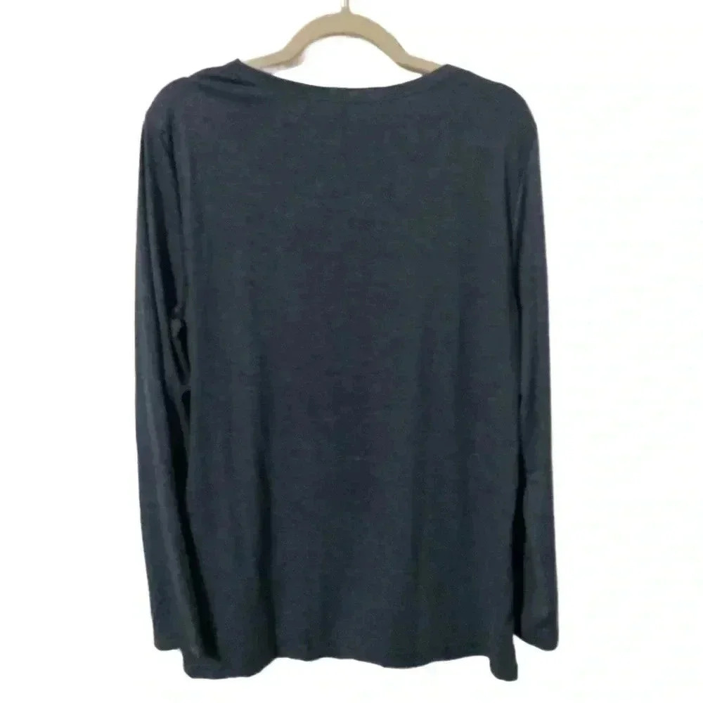 AUTOMET Heather Blue Womens Long Sleeve Shirts Loose Fitted Crewneck Size XL NWT - Picture 2 of 5